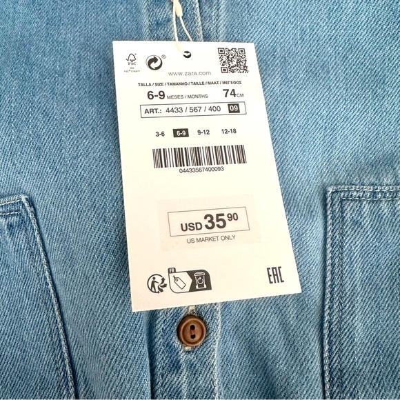 Zara 6-9 month Jean jacket - Picture 8 of 10